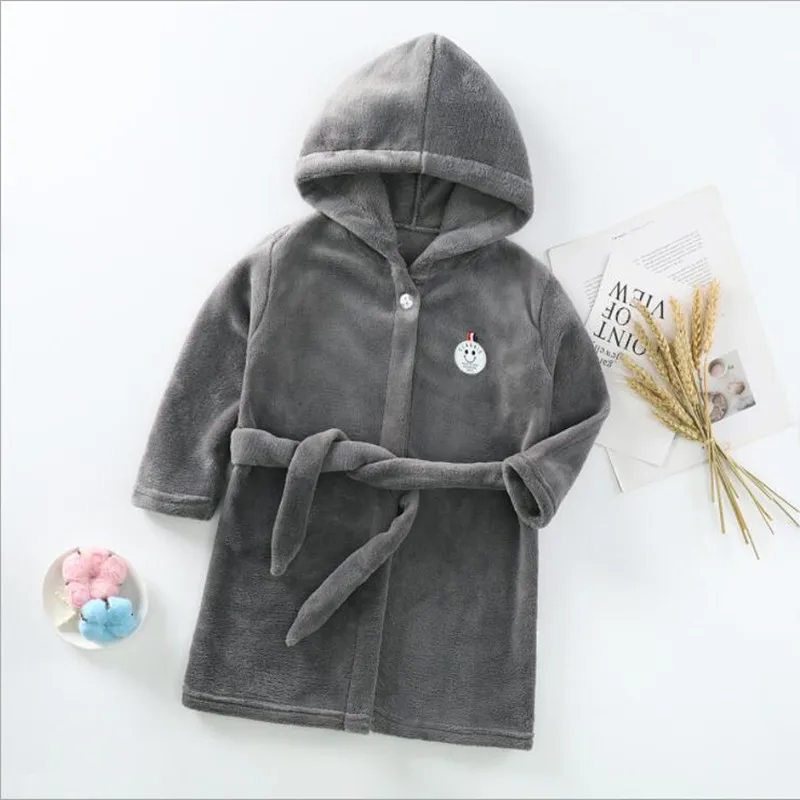 Kids Bathrobe Children's Nightgown Flannel Baby Baby Boys And Girls Thick Coral Fleece Pajamas Autumn And Winter Bathrobe