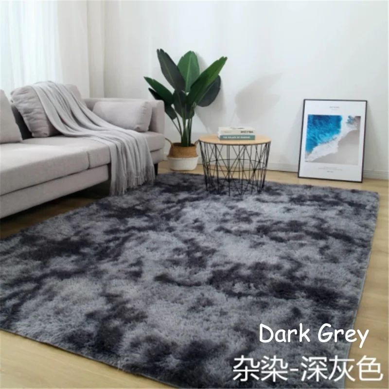 Dark Grey Mordern градиент галстук окрашивание плюшевые мягкие ковры Противоскользящие коврики для спальни водопоглощающие ковры коврики для гостиной A001E - Цвет: Dark Grey