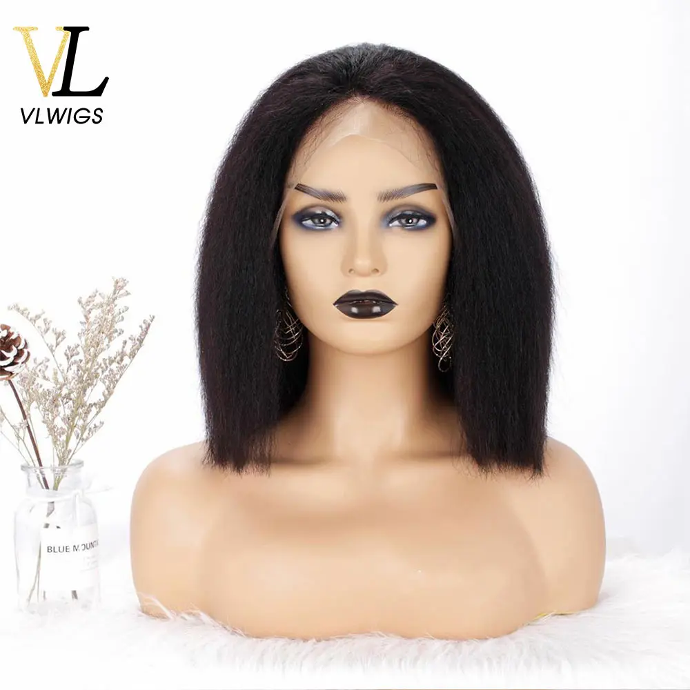 VLwigs короткие кудрявые прямые 13x4 Синтетические волосы на кружеве парики из