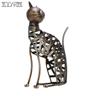 

Tooarts Braided Cat Sculpture Modern Iron Ornament Creative Braided Figurine Handmade Craft Animal Figurine vintage home decor