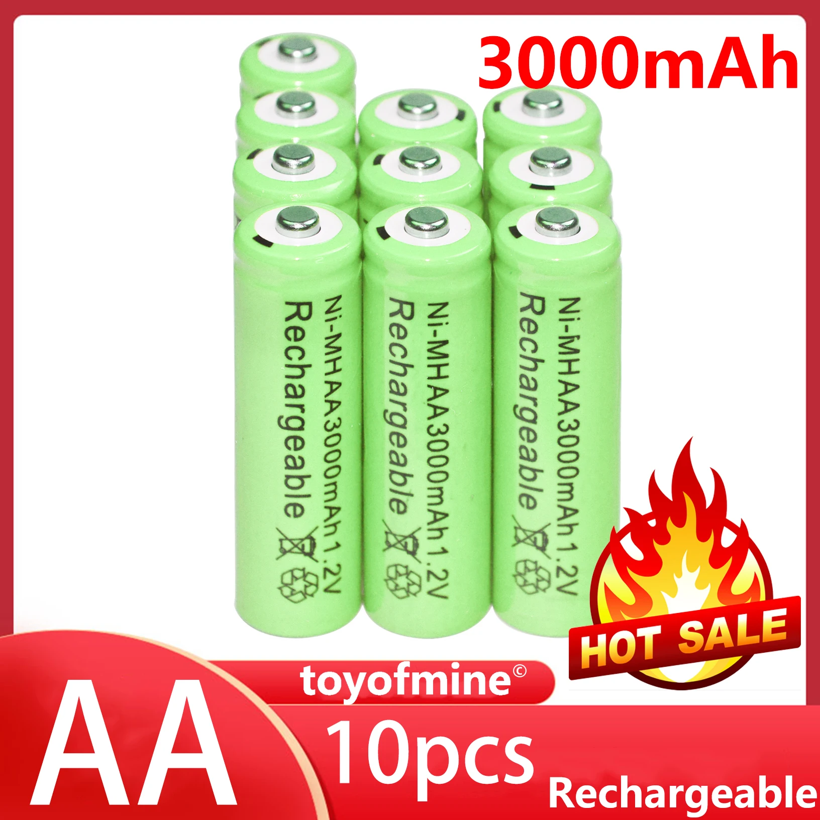 10x AA 3000mAh 2A 1 2 V Ni-MH зеленая аккумуляторная батарея для MP3 RC игрушки | Электроника
