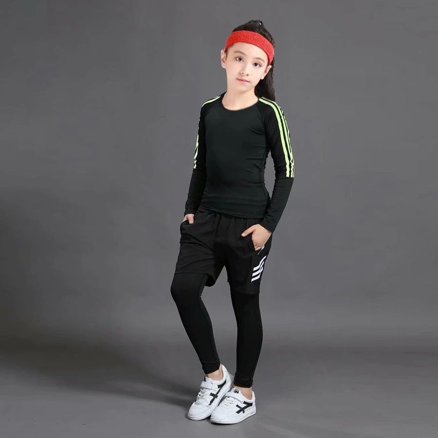 Traje de 3 piezas de ropa deportiva de moda para chicas grandes adecuado para adolescentes deportiva de otoño ropa interior térmica para niños|Conjuntos de deporte para niños| AliExpress