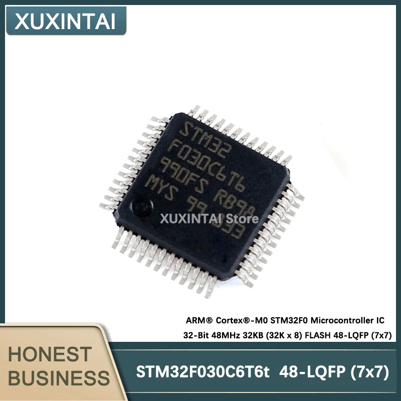20 шт./лот STM32F030C6T6 STM32F030 ARM®Cortex®-Микроконтроллер M0 STM32F0 IC 32 бит 48 МГц Кб (32K x 8) FLASH 48-LQFP