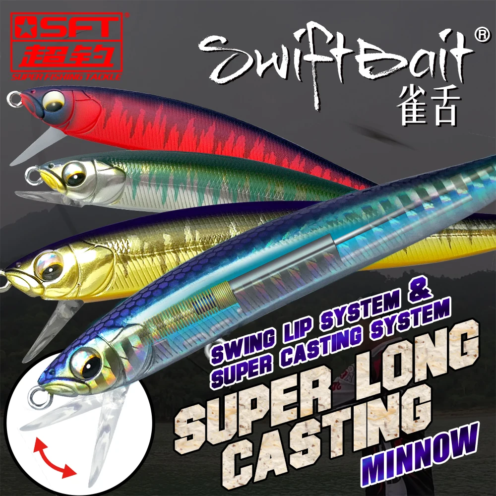 SFT 90S 13g AR-C Sinking Minnow Fishing Lures Swing Lip System 8g Floating Wobblers Swiftbaits Tackle For Bass Trout Pike Bait