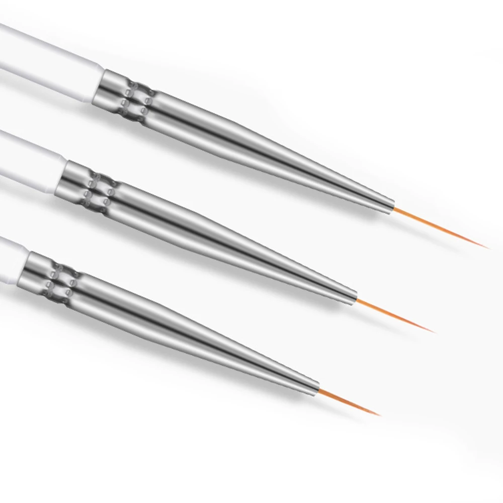3pcs/set Nail Art Liner Painting Pen 3D Tips DIY Acrylic UV Gel Brushes Drawing Kit 7/9/11MM Nail Art Pen