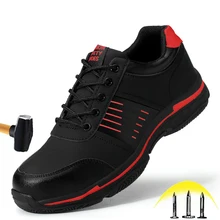 Рабочие ботинки; Мужская Строительная Уличная обувь со стальными пластинами; нескользящая Высококачественная Мужская Удобная дышащая защитная обувь