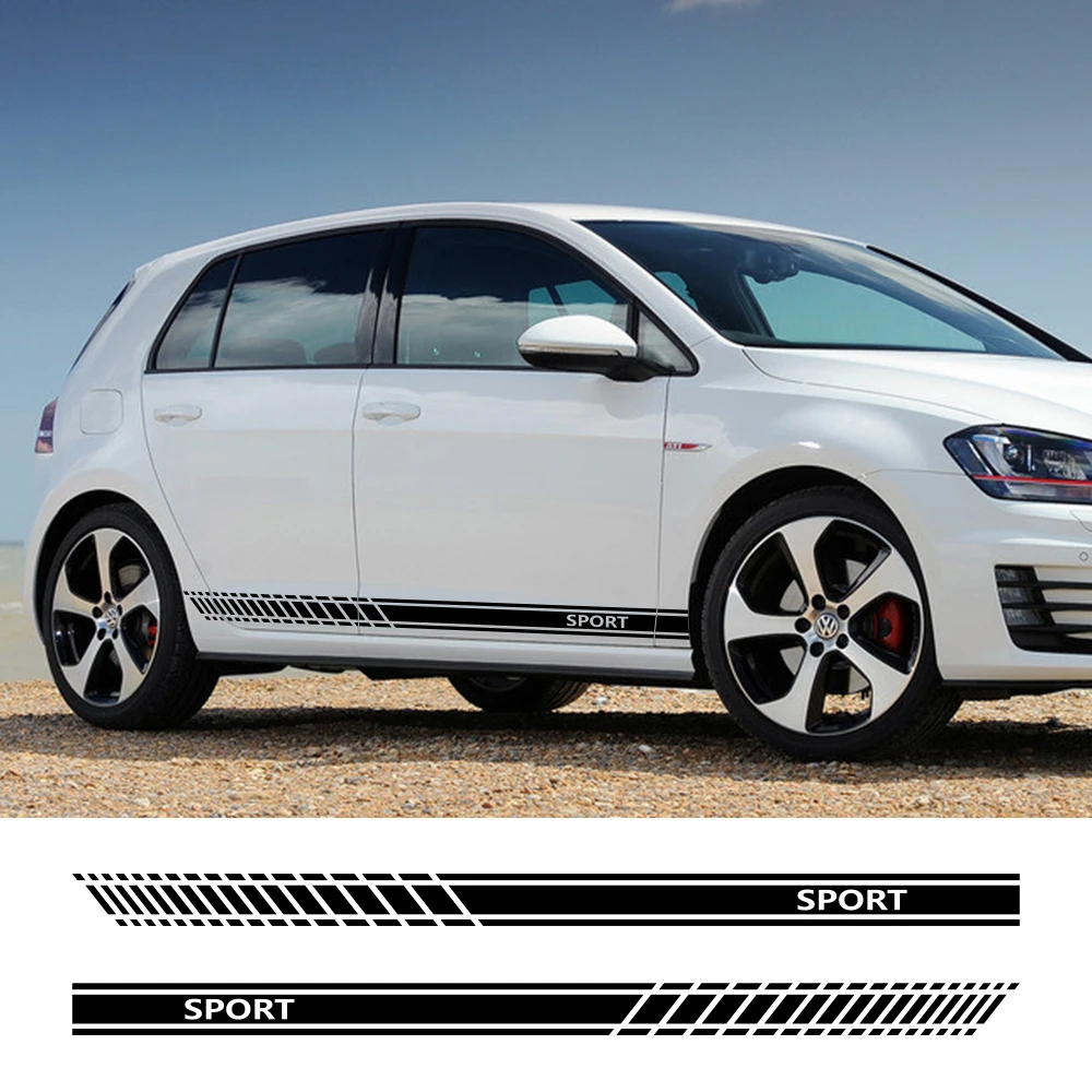 Sport Car Door Side Skirt Stripes Stickers For Volkswagen Vw Golf 7 5 4