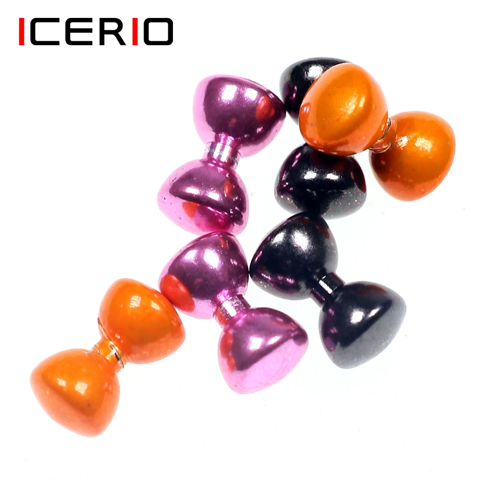 

ICERIO 20PCS Brass Hourglass Fish Eyes Fly Tying Beads Dumbbell Fly Tying Hook Material