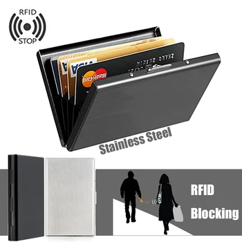 

RFID Sequined Card Box Wallet Anti-scan Blocking ID Credit Card Stainless Steel Unisex No Zipper Mini Wallets Card Holder D30