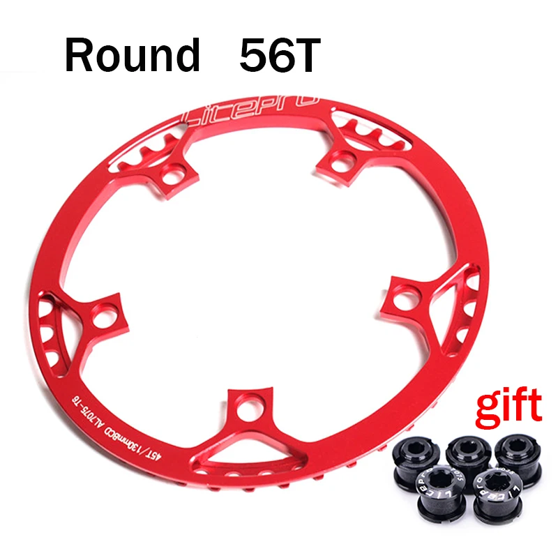 Litepro 42 T/45 T/47 T/53 T/56 T/58 T Одиночная скорость 130BCD складные велосипедные шатуны BMX из сплава цепные колеса AL7075 - Цвет: Red 56T