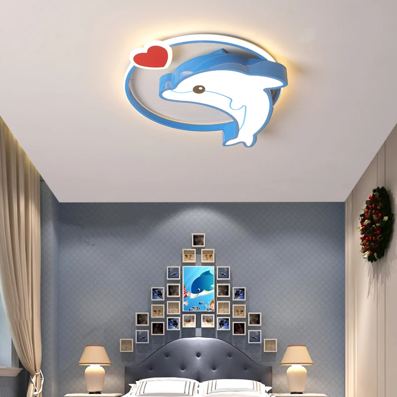 

Children's room lamp boy girl bedroom lamp simple modern creative led cartoon dolphin baby room ceiling lamp
