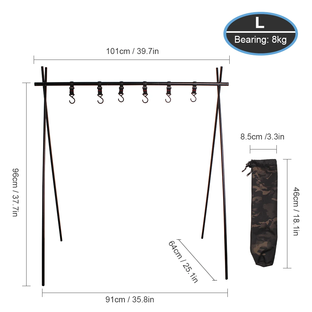 

Hot New Outdoor Cookware Hanging Rack Camping for Hanging Pot Outdoor Cookware Picnic Cooking Pot Grill Stand 8kg Bearing Weight