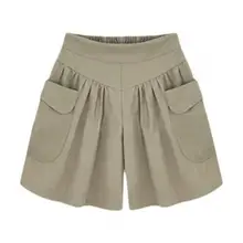  Casual Women A Line Shorts Female Solid Color Loose Shorts Women High Waist Comfortable For Outdoor Summer Army Green Plus Size 