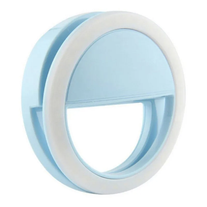 Синий Universal Mobile Phone Portable Clip LED Selfie Lamp Ring Beauty Fill Flash Lens Light Lamp for Photo Camera For Cell Phone - Цвет: Синий