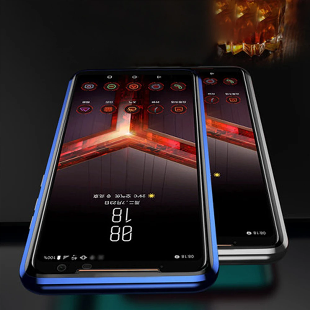 Двусторонний чехол из закаленного стекла для телефона для ASUS ROG Phone II 2/ZS660KL Прозрачный чехол для телефона с магнитным покрытием передняя и задняя крышка