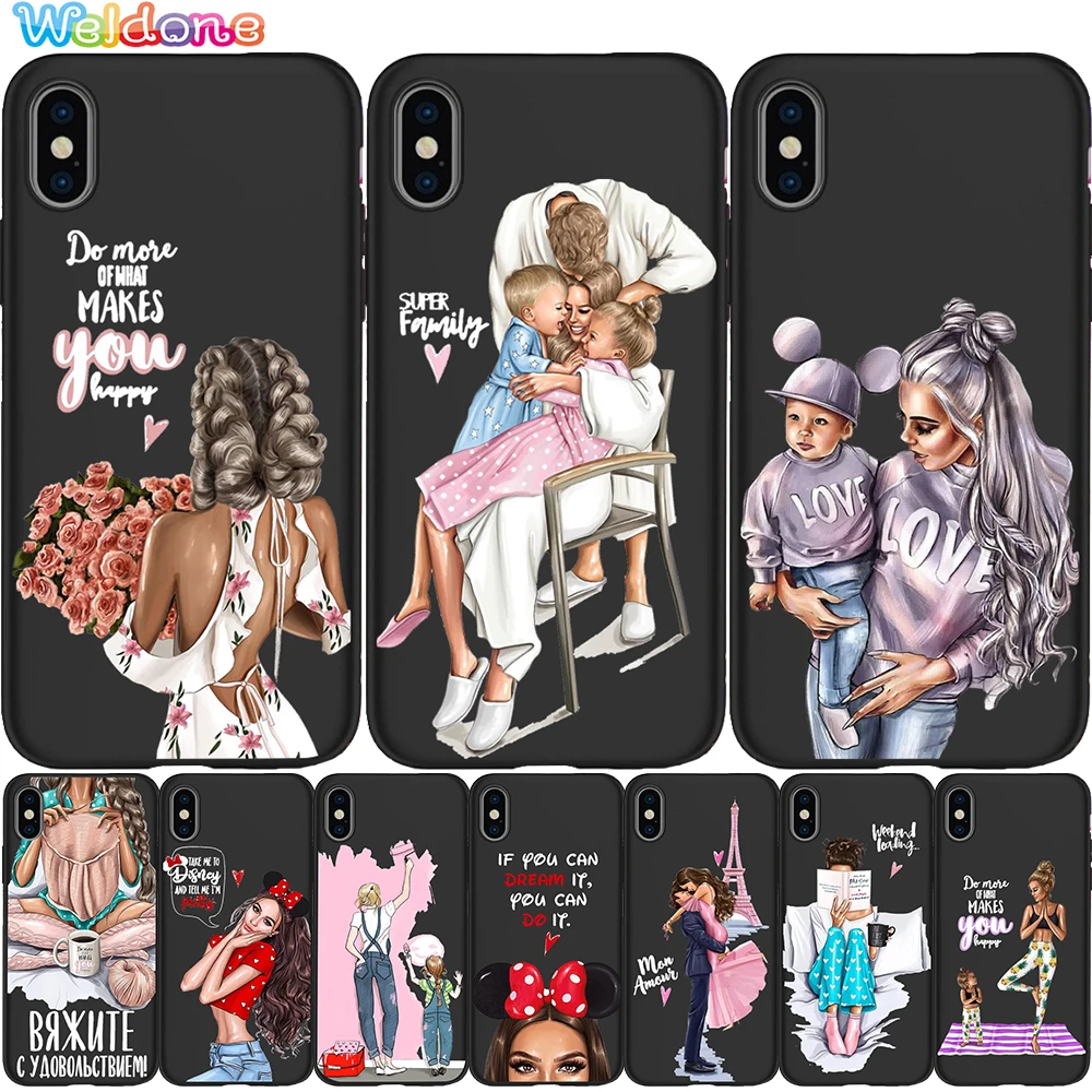 Fashion Super Mom Baby Girl Phone Case For iPhone 12 Mini 11 Pro Max Xs XR 6s 7s Plus 5s SE 2020 Soft Cases Cover Etui | Мобильные