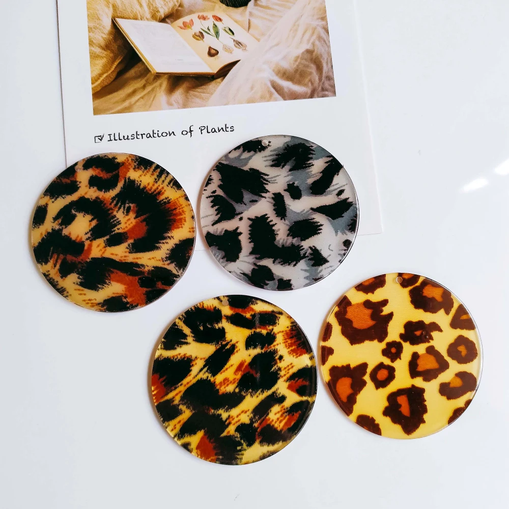

Round Resin Plastic Acetic Acid Pendant Eardrop Diy Material Necklace Earring Accessories Charms Jewelry Component 6pcs
