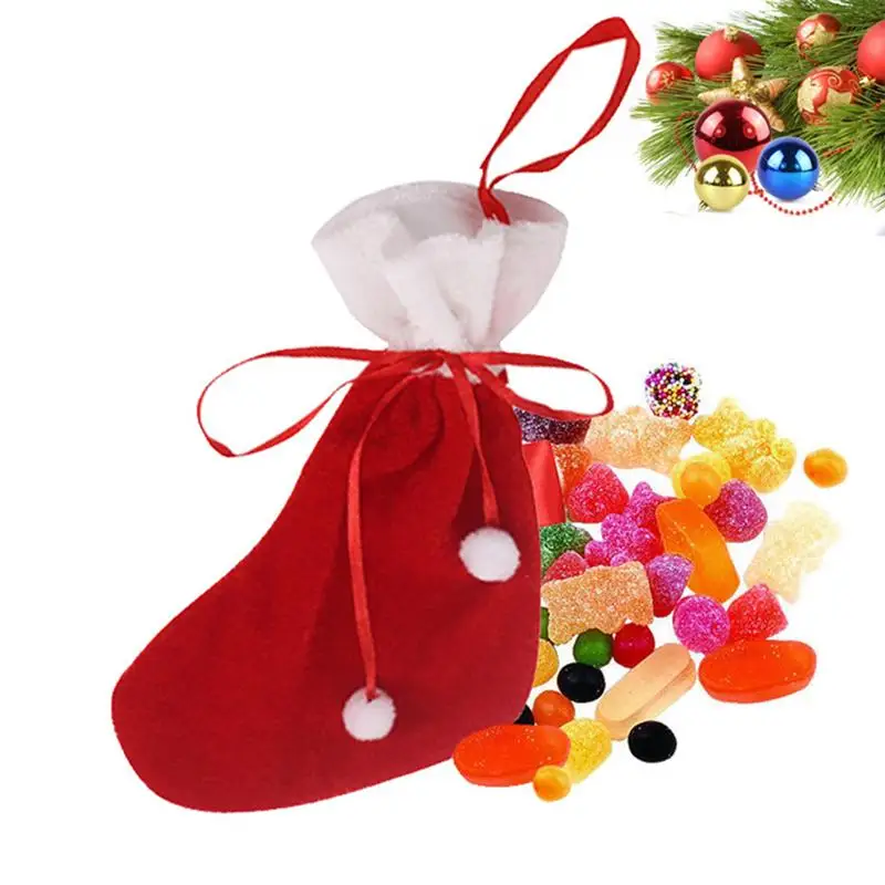 6 Pcs Stockings Portable Reusable Simple Candy Bags Christmas Tree Decor Santa Stockings For Christmas Supplies