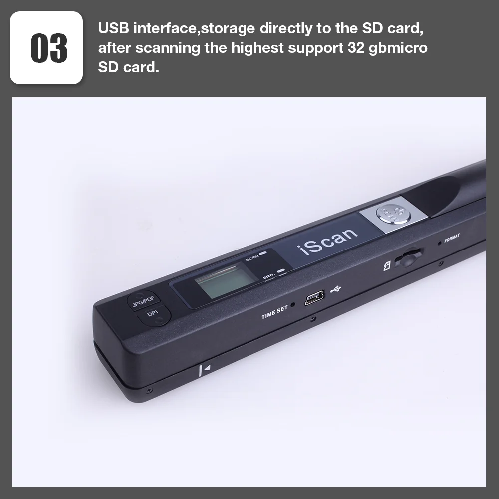 Document Scanner iScan Portable Creative Handheld Mobile 900DPI Type-c LCD Display Support JPG/PDF Format Selection