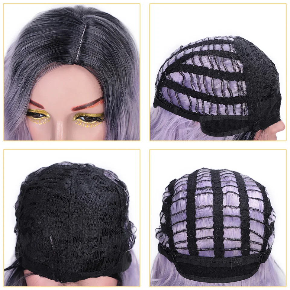 I's a wig 14 ''Ombre Фиолетовый синтетические парики для черных/белых женщин короткая волна воды розовый/Блонд/серый волос можно косплей боб парик