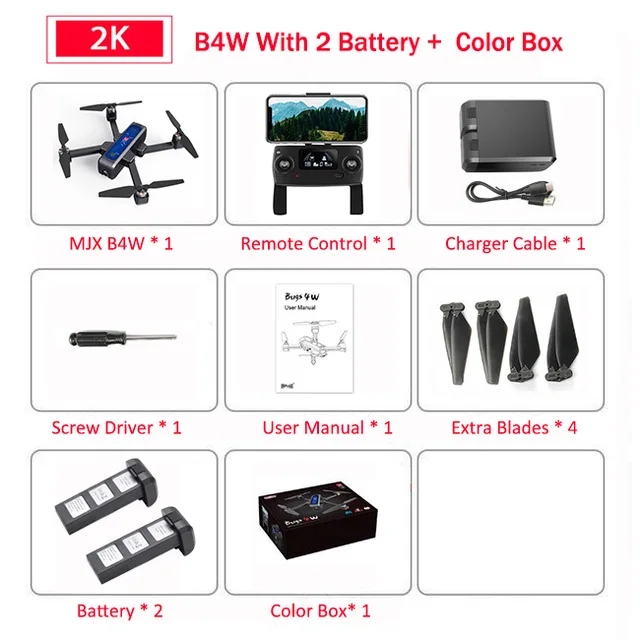 MJX B4W профессиональный 5G gps Дрон с камерой 2K WiFi FPV Бесщеточный пульт дистанционного управления дистанция 2 км RC Квадрокоптер Вертолет игрушка F11 - Цвет: B4W Blue 2B Box