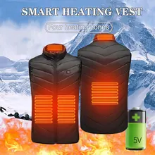 Нагревательный жилет, моющийся, зарядка от usb, теплая куртка, пальто, четыре зоны нагрева, зимняя, для кемпинга, пешего туризма, гольфа, без батареи