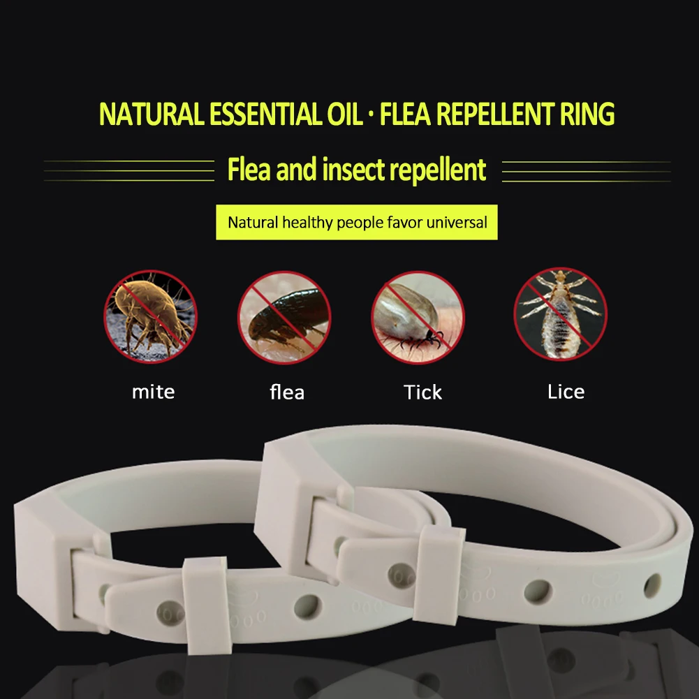 Perros, gatos, Anti Mosquito Collar antipulgas de insectos plaga repelente Control silicona ajustable Collar para mascotas