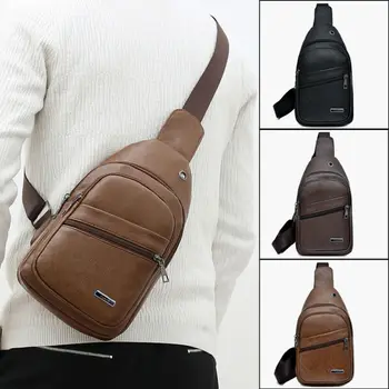 

Men Shoulder Bag Sling Chest Pack Leather Travel Sports Crossbody Handbag Fashion Casual Vintage Waterproof Men Shoulder Bag