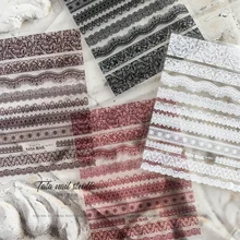 

2021 Vintage Gothic 3D Adhesive Red Black Coffee White Lace Nail Art Stickers 5D Soft Embossed Reliefs Nail Decorations Decals