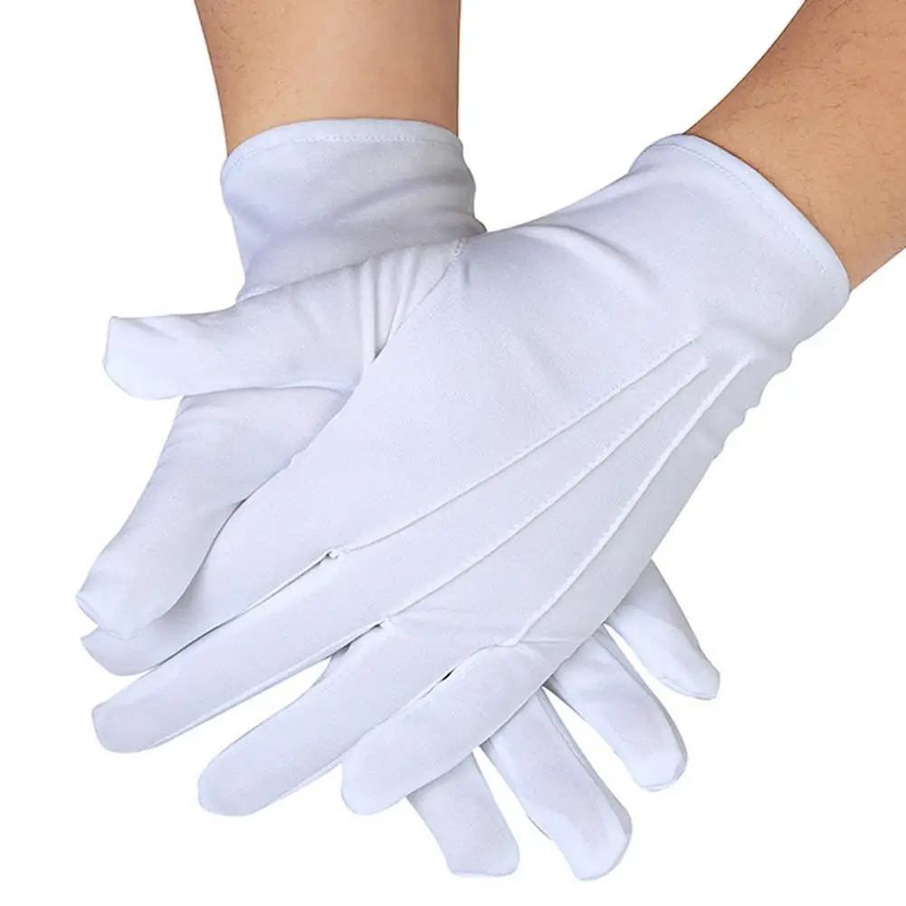Three-gluten White Gloves Celebration Ceremonial Etiquette Jewelry Performance Labor Unisex Insurance Polyester