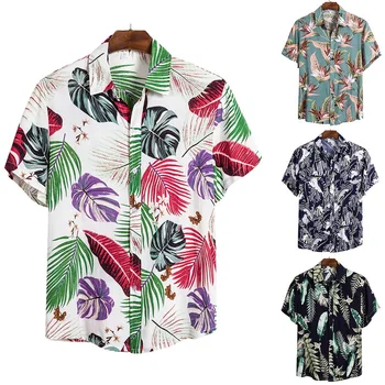 

2020 Summer Mens Shirt Fashion Hawaiian Printed Turn Down Short Sleeve Loose Hawaiian Beach Shirt 2020 Men Top Camisa Masculina