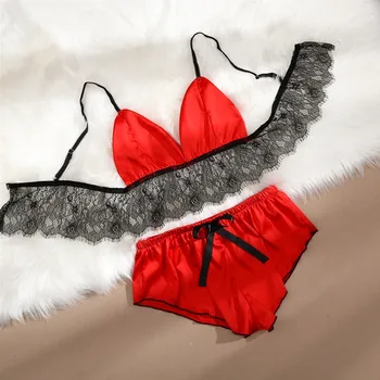 

Silk Satin Sexy Flowers Floral Lace Pajamas Underwear Women Suit Shorts S-XL Sleep Wear Women Sexy Nightwear пижама ночнушка