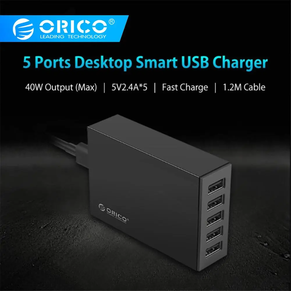 ORICO CSL-5U 5V2. 4A ЕС США вилка настольное зарядное устройство адаптер 8A40W 5 USB порт зарядное устройство для iPhone 6S 7 Xiaomi samsung htc-черный