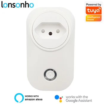 

Lonsonho Tuya WiFi Smart Socket Brazil Plug Brasil 16A Power Monitor Works With Alexa Google Home Voice Control