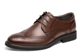Xiaomi Qimian/мужские кожаные туфли-Дерби в деловом стиле в британском стиле; остроконечные кожаные туфли; Мужские броги - Цвет: brown 40