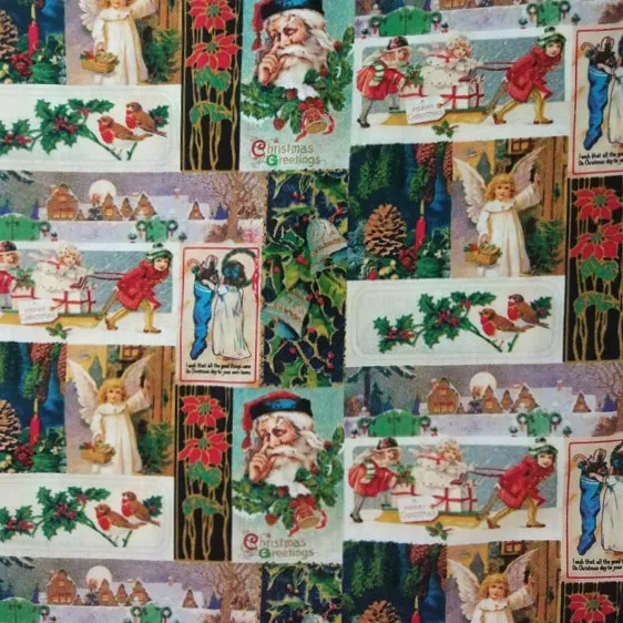 110 см ширина Рождественские поздравления ангелы печать хлопчатобумажная ткань для детского Рождественского украшения DIY-BK749