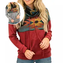 

Chic Pullover Hoodie Loose Fit Shrink Resistant Patchwork Print Pocket Pullover Hoodie Casual Hoodie Casual Hoodie