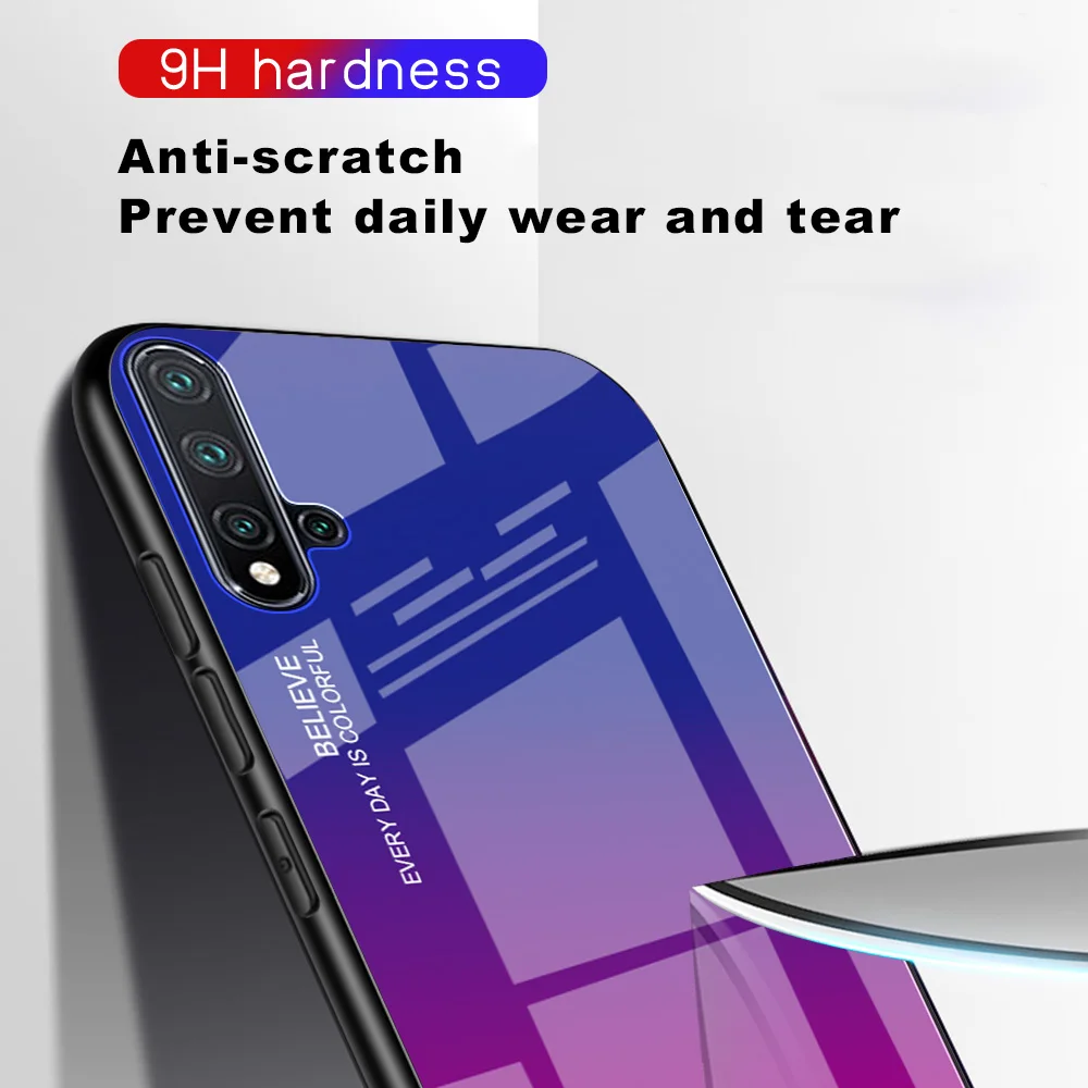 Чехол из закаленного стекла с градиентом для Huawei Honor 8X 8A Y9 Y7 Pro Y5 2018 Y6 Prime P Smart Plus 2019