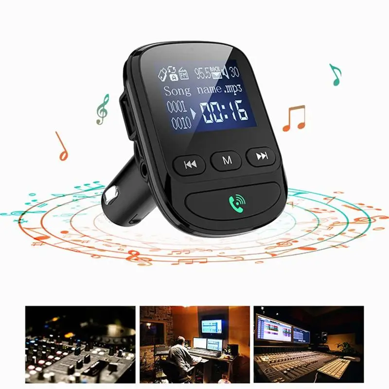 Автомобильное зарядное устройство USB адаптер быстрой зарядки сплиттер конвертер FM TF музыкальный проигрыватель автомобильный ЖК-дисплей Bluetooth передатчик автомобильный комплект