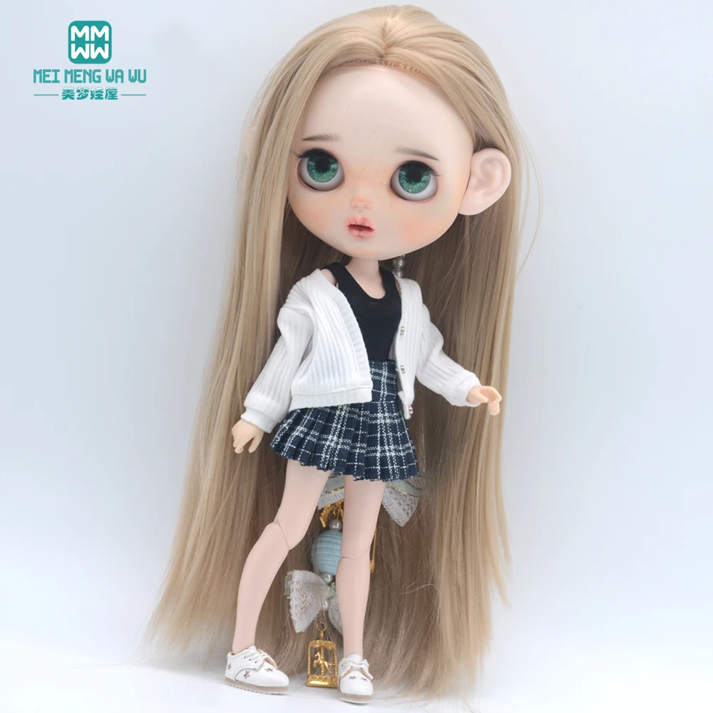 

Clothes for doll fits Blyth Azone OB22 OB24 doll accessories Fashion jacket cardigan mini skirt shoes toys gift
