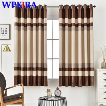 

Modern Cation Jacquard European Curtain Coffee Color Blackout Curtain For Bedroom Doorway Window Screen Kitchen Drapes PC030
