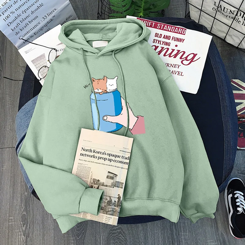 Свитер Ulzzang Женская Толстая Свободная куртка на флисовой подкладке в Корейском