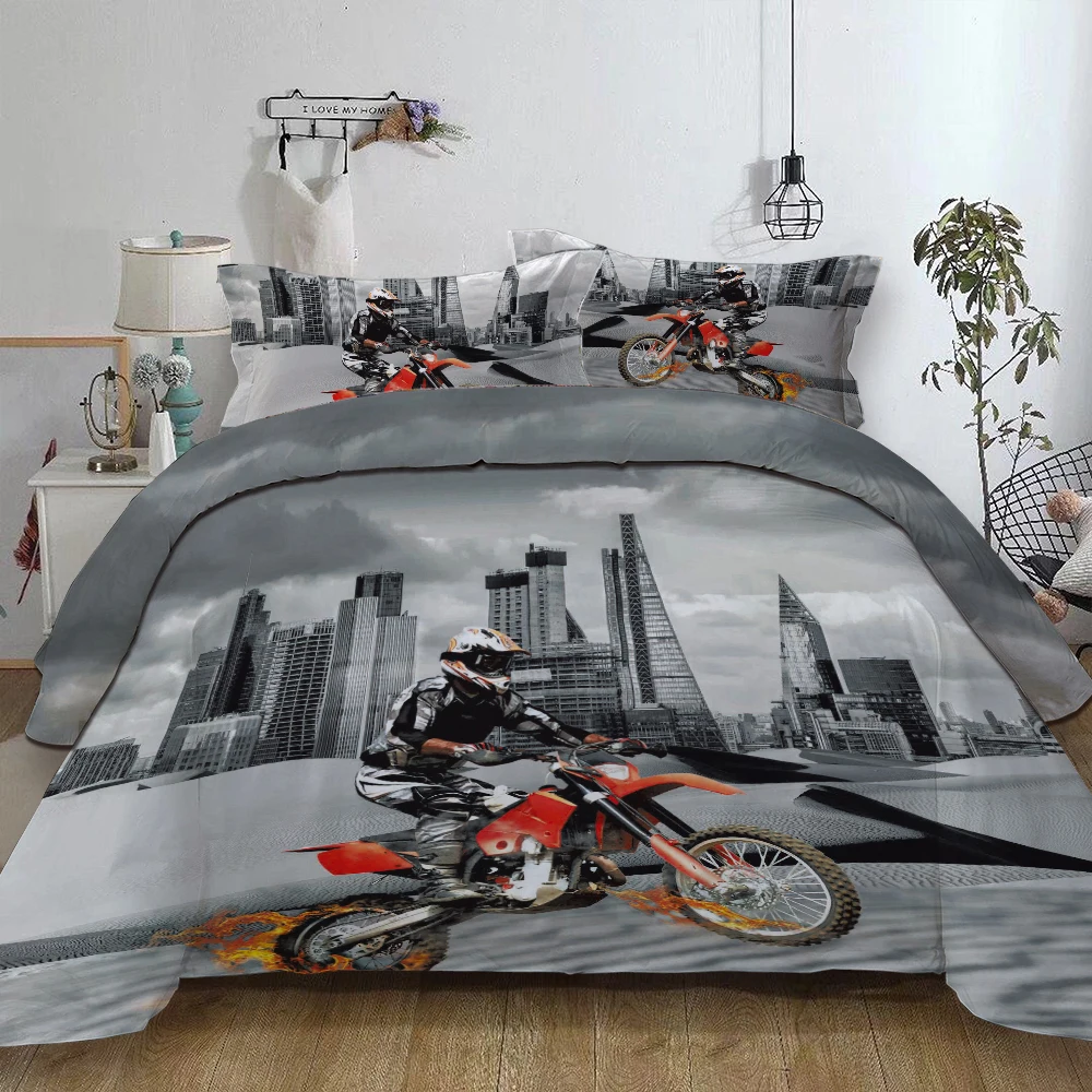 3d реалистичный мотоцикл печать пододеяльник кровать пододеяльник король одеяло набор Высокое качество постельное белье королева для мальчиков взрослых