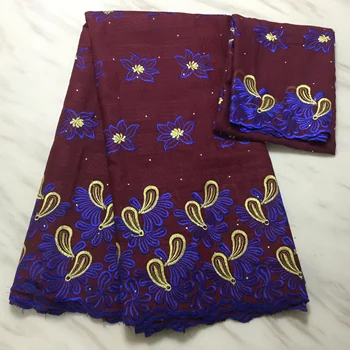 

New 5+2 yards Swiss lace fabric 2019 latest heavy stones embroidery African cotton fabrics Swiss voile lace popular Dubai style