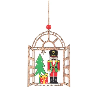

Shopping Mall Hotel Window Scene Layout/Colored Walnut Soldier Wooden Pendant/Christmas Tree Decorations/Christmas Present