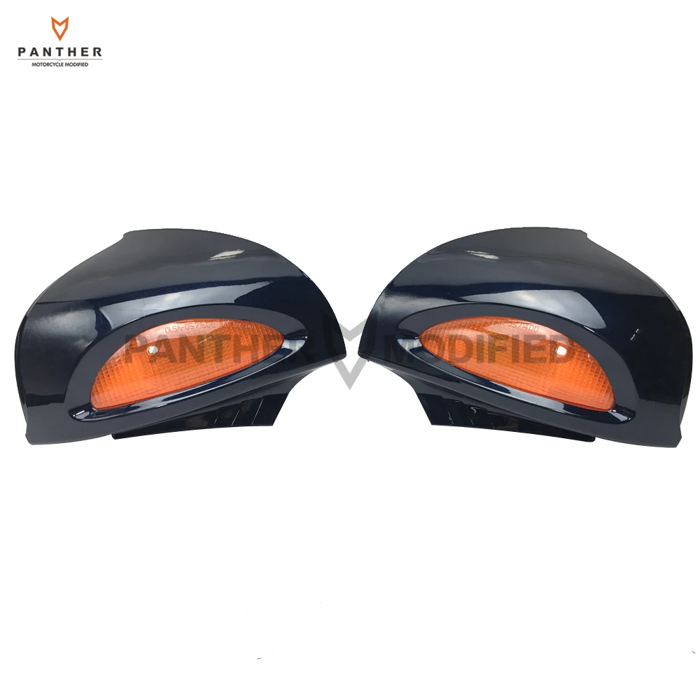 

Dark Blue Motorcycle Rear View Mirrors Amber Turn Signals Cover Case for BMW R1100RT R1100RTP R1150RT