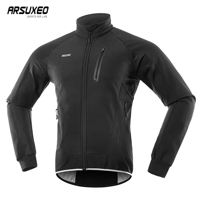 ARSUXEO Winter Keep Warm Cycling Coat Waterproof Windproof Bicycle Jacket  Sport Breathable MTB Jackets Bike Clothing