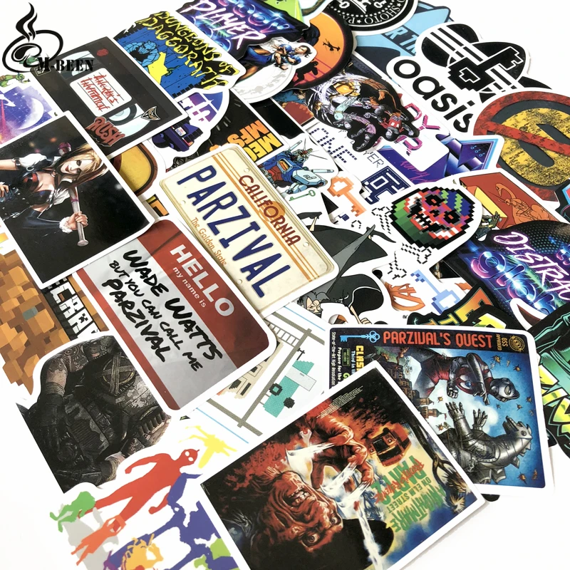 55 шт. готовые наклейки для проигрывателя oasis Назад в будущее наклейки JDM Бэтмен чемодан ноутбук велосипед скейтборд наклейка автомобиля