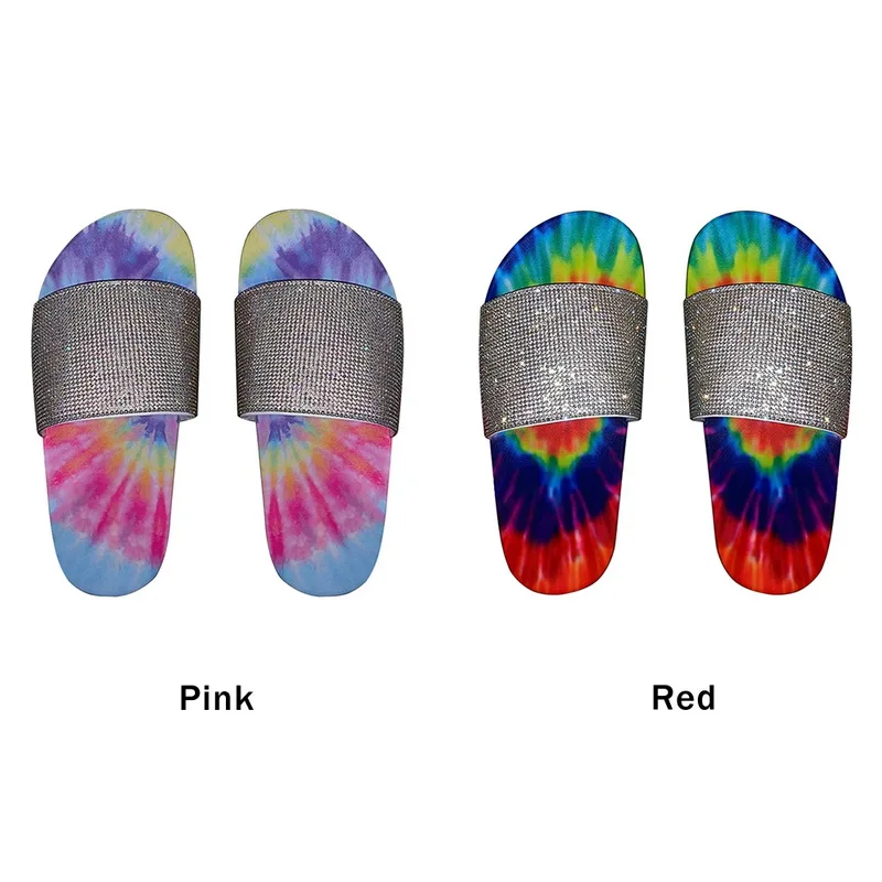 Womens Slippers Summer Slippers Glitter Bling Slide Flat Slipper Shoes Low Heel Comfortable Breathable Bling Sandals
