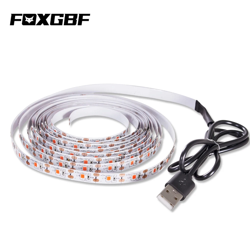 FOXGBF светодиодный рост полосы светильник 2835 Чип DC 5V USB 0 5 м 1 2 3 красный для